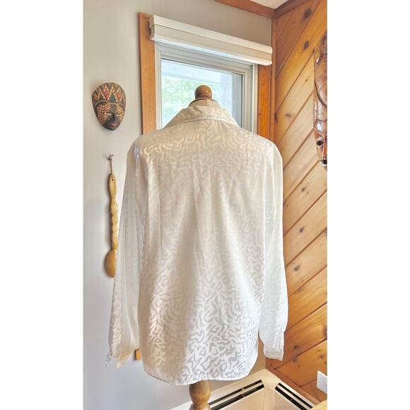 Vintage 80’s Satin Abstract Leopard Print Blouse - Picture 6 of 8